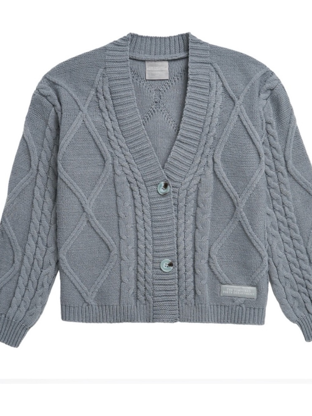 Taylor Swift TTPD Gray Cable Knit Cardigan Sweater